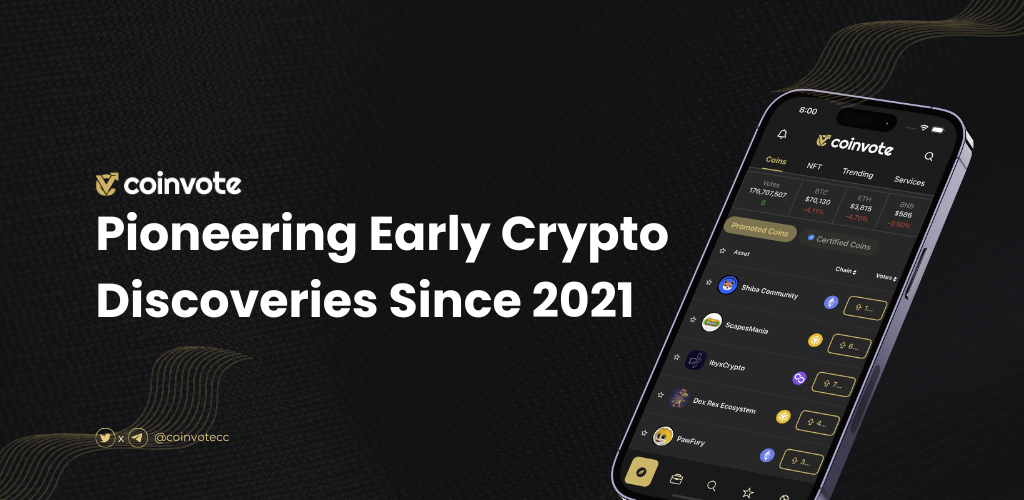 Coinvote Twitter cover highlighting early crypto discoveries